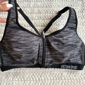 Victoria Sport Gray Zip-Front Sports Bra